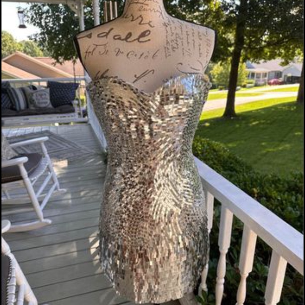 Silver sequin Sherri Hill formal dress